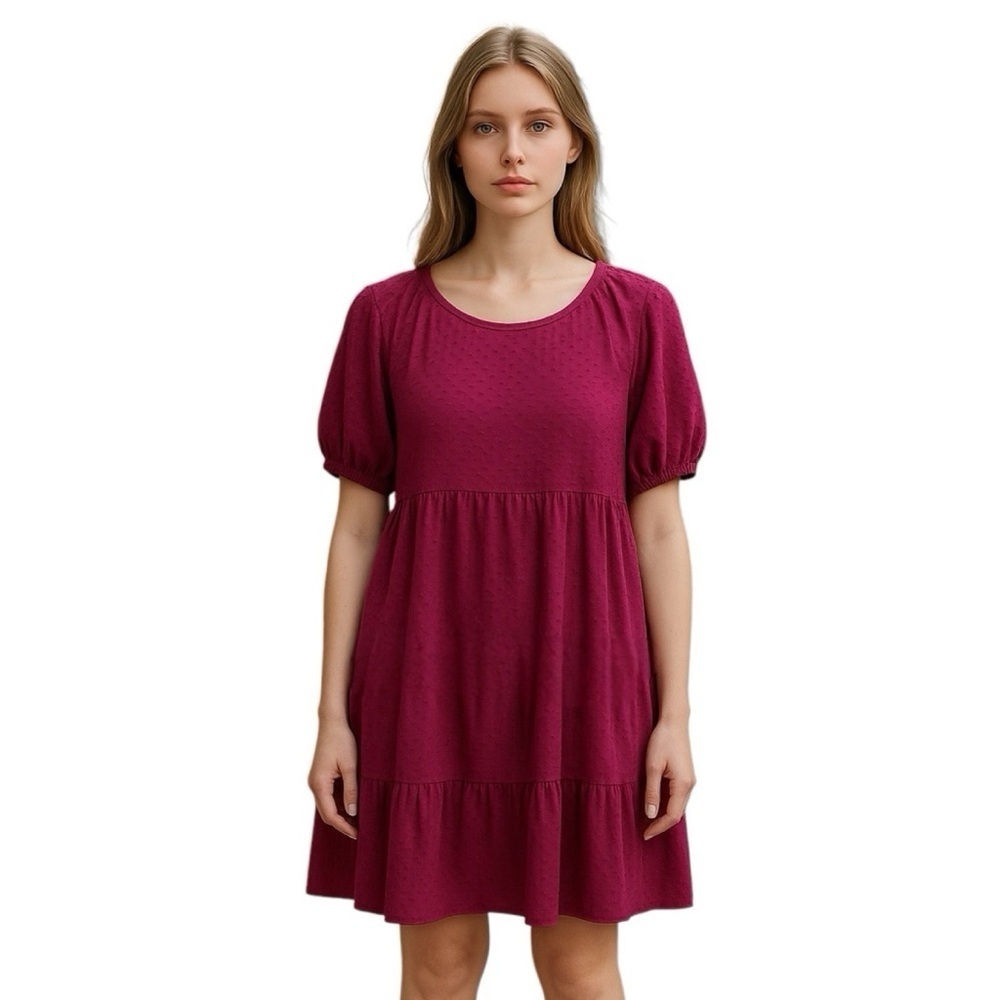 J.Crew Berry Babydoll Dress Size 2 Cottagecore Soft Feminine Tiered Mini - Picture 1 of 4